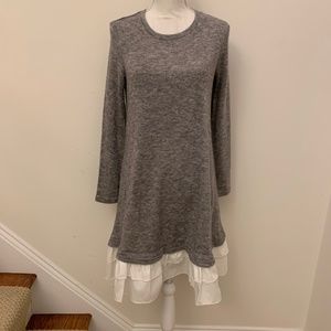 SHEIN Gray and White Layered Mini Dress